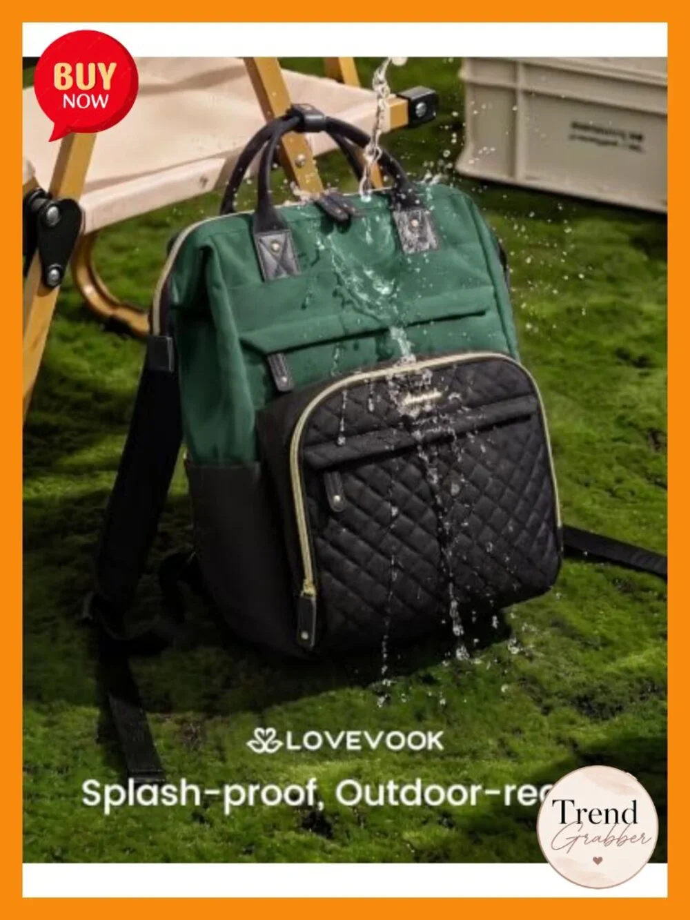Quilted Laptop Backpack Women Waterproof Nylon Work Travel Bag_4